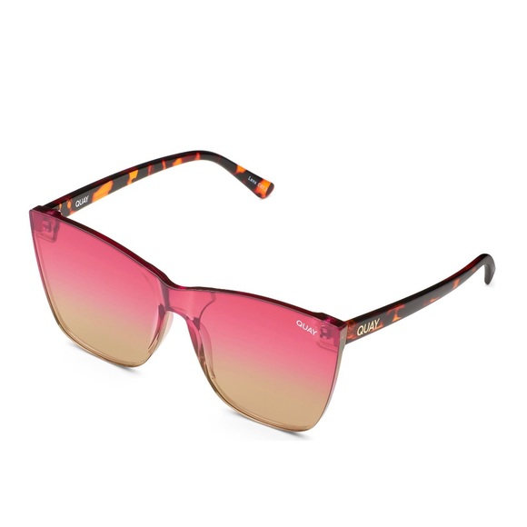 Quay Australia 56mm Gradient Cat Eye Sunglasses in Tortoise and Coral Mirror NWT - Picture 3 of 8